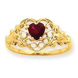 10k Polished Geniune Garnet Birthstone Ring
