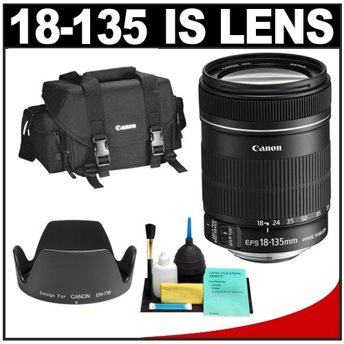 Canon EF-S 18-135mm f/3.5-5.6 IS Zoom Lens + Hood + Canon 2400 DSLR Gadget Bag Case + Accessory Kit for Digital Rebel XT, XTi, XS, XSi, T1i, EOS 7D, 30D, 40D & 50D Digital SLR Cameras