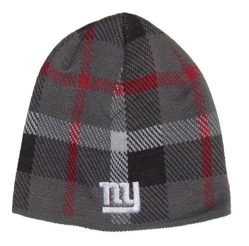 New York Giants NFL Reebok Team Apparel Plaid Design Knit Beanie Hat