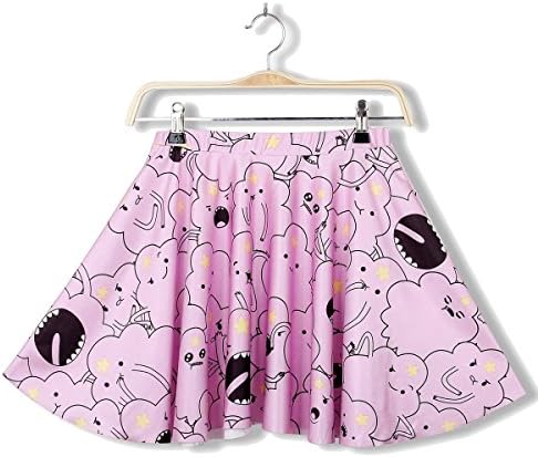 LoveLiness Womens Adventure Time Digital Print Pleated Skirt (One Size, Pink)