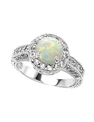 2.10 Cttw 925 Sterling Silver 14k White Gold Plated Genuine Round Opal... by 