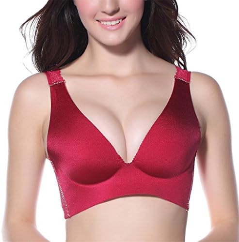 Marry Wedding Victoria Secret Push Up Seamless Sport Yoga Vest 32B/70B Wine Red Soft Lace Bras Shop + Same Color Underwear (L Size 29in/74cm)