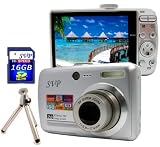 SVP Xthinn-737 Silver 7MP 3x Optical zoom 3-inch LCD Digital Camera + FREE 16GB High Speed SD Memory Card & Tripod