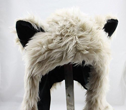 Snow Leopard Faux Fur Full Animal Hood Hoodie Hat 3 in 1 Function W/ Scarfs Pocket