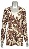 Sutton Studio Womens Cashmere Paisley Long Cardigan Petite Small