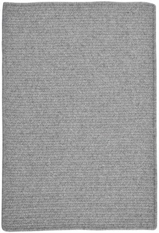 Light Gray Wool Braided Rug Large 8ft Square Natural Soft Thick Solid Carpet