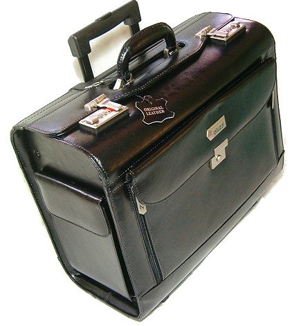 Pilotenkoffer Aktenkoffer Aktentasche Trolley Echtleder mit gepolsterter Laptophülle