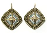 ELISABETTA RICCIARDI Handmade Antique Gold Plated Dangle Earrings With Swarovski Crystal Accents