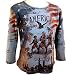 Cactus Fashions America 3/4 Sleeve, Rhinestone Studded, Scoop Neck, 100% Cotton Printed Top - Blue