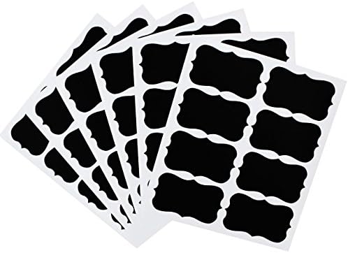 FTONDA Chalkboard Labels Waterproof Sticker Jar Labels Box Labels Reusable Black Vinyl Plastic