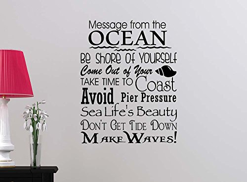Wall Vinyl Decal Message from the Ocean - Be Shore of yourself love vinyl beach wall saying lettering quote inspirational sign motivational room decor