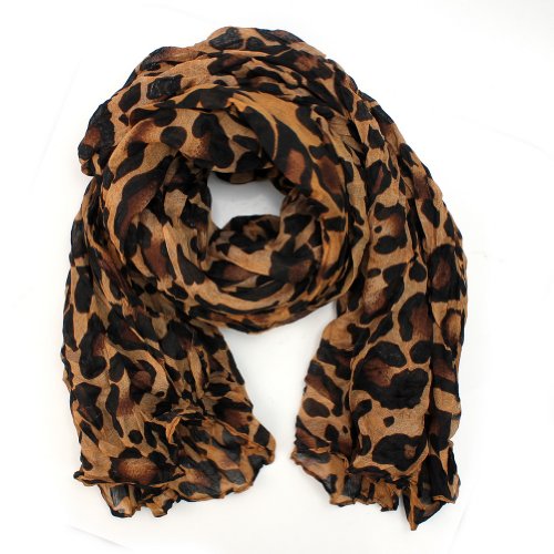 AllBueaty Fashion Women Ladies Brown Leopard Print Soft Long Stole Scarf Shawl Pashmina (A)