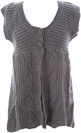 Liorina Women's Short Sleeve Button Front Babydoll Sweater Small Light Grey