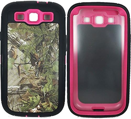 For Samsung S3 Case, Galaxy S3 Case,3 Layers Heavy Duty Defender Series Natural Realtree Camo Military Grade Shock Absorbent Scratch Impact Resistant Tough Hybrid Armor Protective Case w/ Built-in Screen Protector for Samsung Galaxy S3 i9300 (Forest Rose)