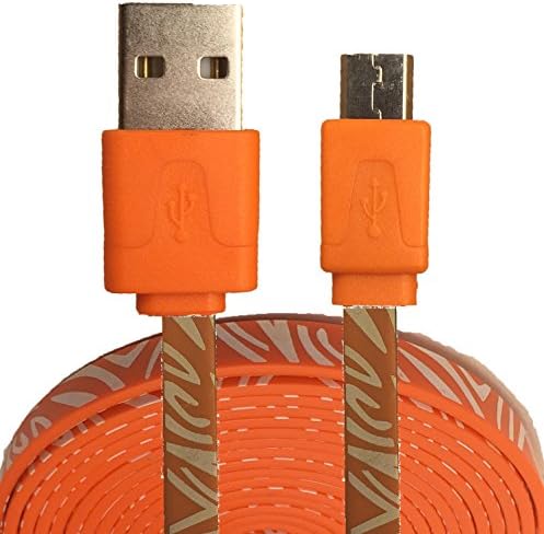 Zebra Stripe Tangle Free Noodle Style Micro USB Charging / Data Sync Cable fits Android Samsung Galaxy S3 S4 Reverb Note Google Nexus HTC Touch Acer LG Optimus Pantech Blackberry Motorola HTC Sony Ericsson and most other micro USB devices (6ft Orange)