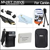 Must Have Accessory Kit For Canon PowerShot S100 12.1 MP Digital Camera Includes Extended Replacement (1200 maH) NB-5L Battery + Ac/Dc Travel Charger + Mini HDMI Cable + USB 2.0 Card Reader + Deluxe Case + Mini Tabletop Tripod + Screen Protectors + More