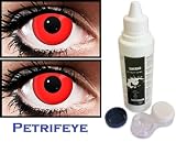 Blood Sucking Vampire Red (2 lenses in pack) Fashion Halloween Contact Lenses By Petrifeye Eyes With Free 120ml Solution And Blue/White Soaking Case