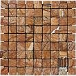 Cafe Rain Forest Brown Tumbled Marble in 1x1 Mosaic Tiles.