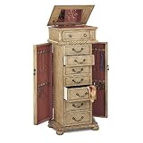 Antique White Jewelry Storage Armoire with Mirror on sale