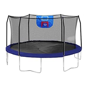 Skywalker Trampolines Jump N' Dunk Trampoline with Safety Enclosure and Basketball Hoop, Blue, 15-Feet