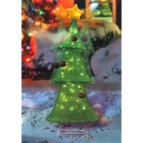  40 inch Lighted LED Swaying Green Christmas Tree Yard Art Decoration
