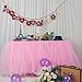 Tulle Table Skirt, Wedding Bridesmaid Sister Costume,Party Skirt,Rectangle Or Round Decorative Tablecloth,Fashion Deluxe Romantic Birthday Party Baby Shower (TUTU-Pink, 3FT)