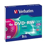 Verbatim - 43563 - DVD-RW - Serl - 4X - Colour Surface - 4,7 Go - Slim Case de 5
