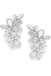 Mariell Cubic Zirconia Marquis Cluster Bridal or Fashion Earrings. Perfect for Weddings or Evening Wear!