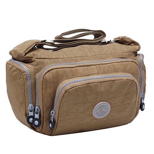 Shenghappy Khaki Classic High Density Nylon Messenger Bag Leaisure Busineess Bag Multiple Pockets & Compartments