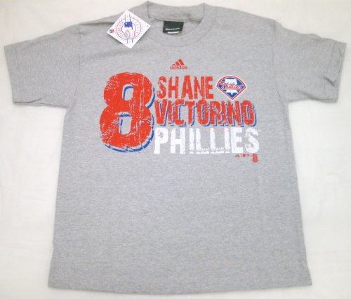 MLB Adidas Philadelphia Phillies Shane Victorino Youth T-Shirt Large Grey
