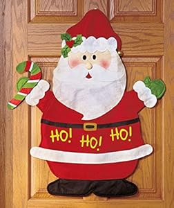 Santa Claus Ho Ho Ho Candy Cane Whimsical Greeter Christmas Wall Holiday Door Hanging Decoration