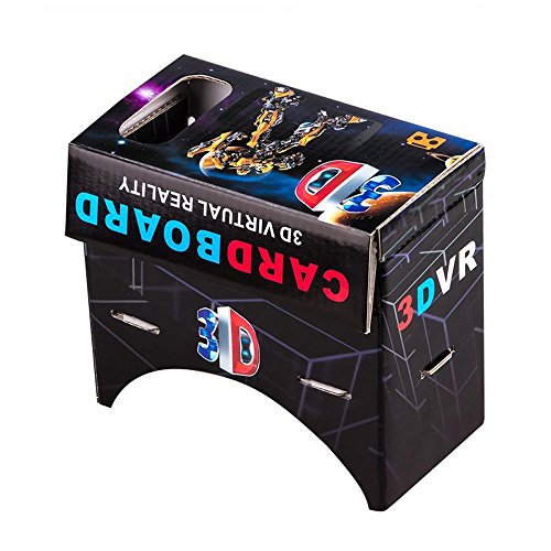 KKmoon DIY Google Cardboard Virtual Reality 3D Glasses w/ NFC Left & Right Format Robot Black For 4-6? Mobile Phone