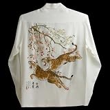MAKANALEI(マカナレイ)長袖 ハンドペイント アロハシャツ【桜＆虎-L】HAD-013Lの画像