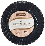 Fineline Settings 18-Piece Flairware Shell Edged China-Like Plate, 6-Inch, Black