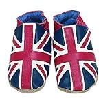 Union Jack, cute soft leather Baby Shoes in navy Medium 6-12 months [並行輸入品]