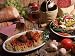 Spaghetti and Meatballs with Side Dishes and Wine Photographic Poster Print by Vic Bider, 56x42