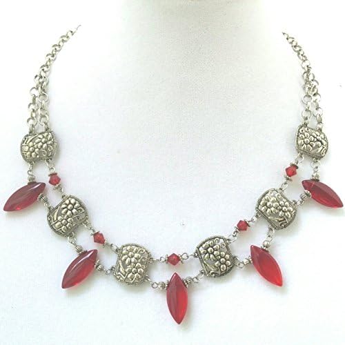 Red Wedding Necklace Trendy Cosplay Statement Jewelry Fantasy Gypsy Medieval Accessory
