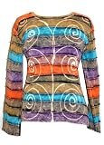 #123 Agan Traders Rib Cotton Stripe Spiral print Yoga T-Shirt Blouse