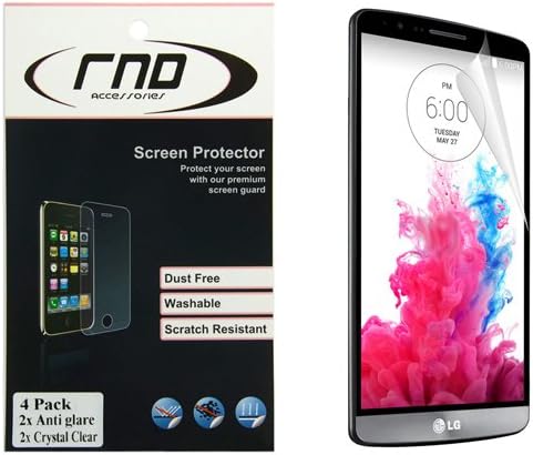 RND 4 Screen Protectors for LG G3 (Anti-Fingerprint/TwoAnti-Glare Matte Finish and Two Crystal Clear Gloss Finish.) with lint cleaning cloths