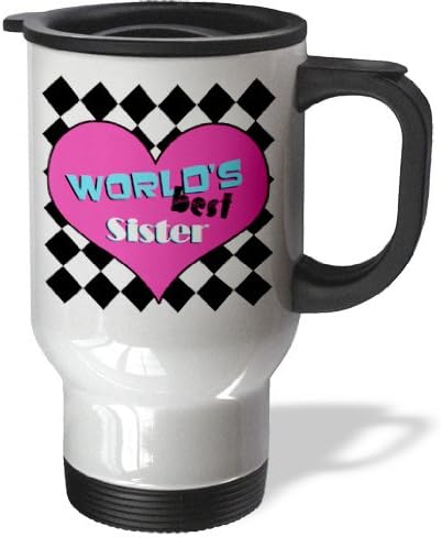 3dRose Worlds Best Sister Travel Mug, 14-Ounce, Stainless Steel