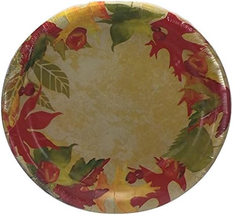 5 Piece Thanksgiving Party Bundle - Fall Napkins, Fall Plates, Fall Tablecloth, Pumpkin Centerpiece and Scarecrow Picks