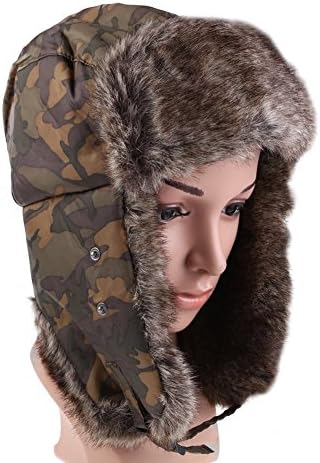eKingstore Winter Ski Snow Snowboard Hats Fuax Fur Thick Warmer Caps (camouflage)
