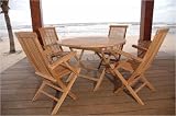 Bahama 47 Round Folding Table + Classic Folding Armchair by Anderson Teak