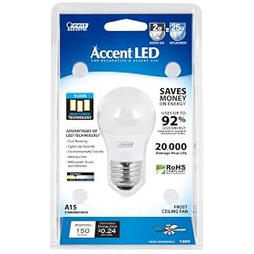Feit Electric BPA15/LED/RP Accent LED A15 Bulb, Frost