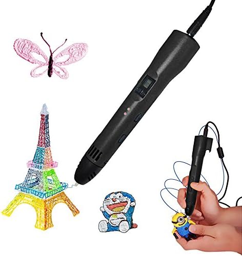 Yingjia 3d Printing Pen for 3d Drawing, 3d Scribbler Printing and Doodling with LCD Screen+USB Adapter+Rechargeable Cable (Blue+12pcs PLA)