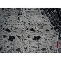 0,5 m * 1,4 m STOFF ZEITUNG NEWSPAPER PATCHWORK JACQUARD SCHWARZ WEI� STOFFE