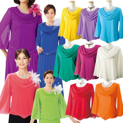 11011【メッシュドレーププルオーバー　全12色 TK1716-3-2543】ステージ衣装|発表会|メッシュドレープ|カラオケ大会|社交ダンス|大正琴|通販|長袖|