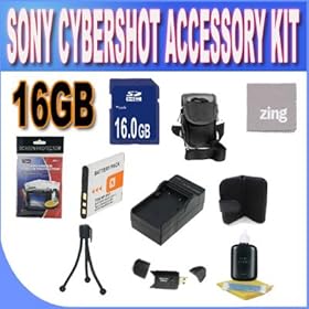 Sony Cyber-Shot Dsc-w510/w530/560/570 16GB Accessory Kit (16GB SDHC Card+ Extended Life Battery+ Rapid Charger + Memory Card Wallet+ Usb Card Reader+ Zing Microfiber Cleaning Cloth+ Case + Lcd Screen Protectors + Accessory Kit)