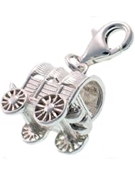 Welded Bliss Sterling 925 Silver Charm. Opening American Western Covered Wagon, Clip Fit WBC1193