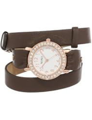 XOXO Womens XO5615  Brown Double Wrap Rhinestones Bezel Watch